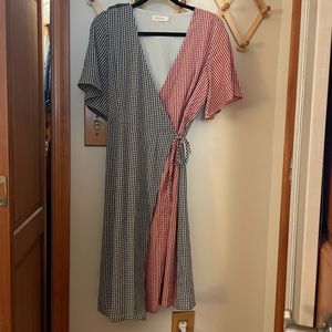 Roolee Gingham Wrap Dress NWOT
